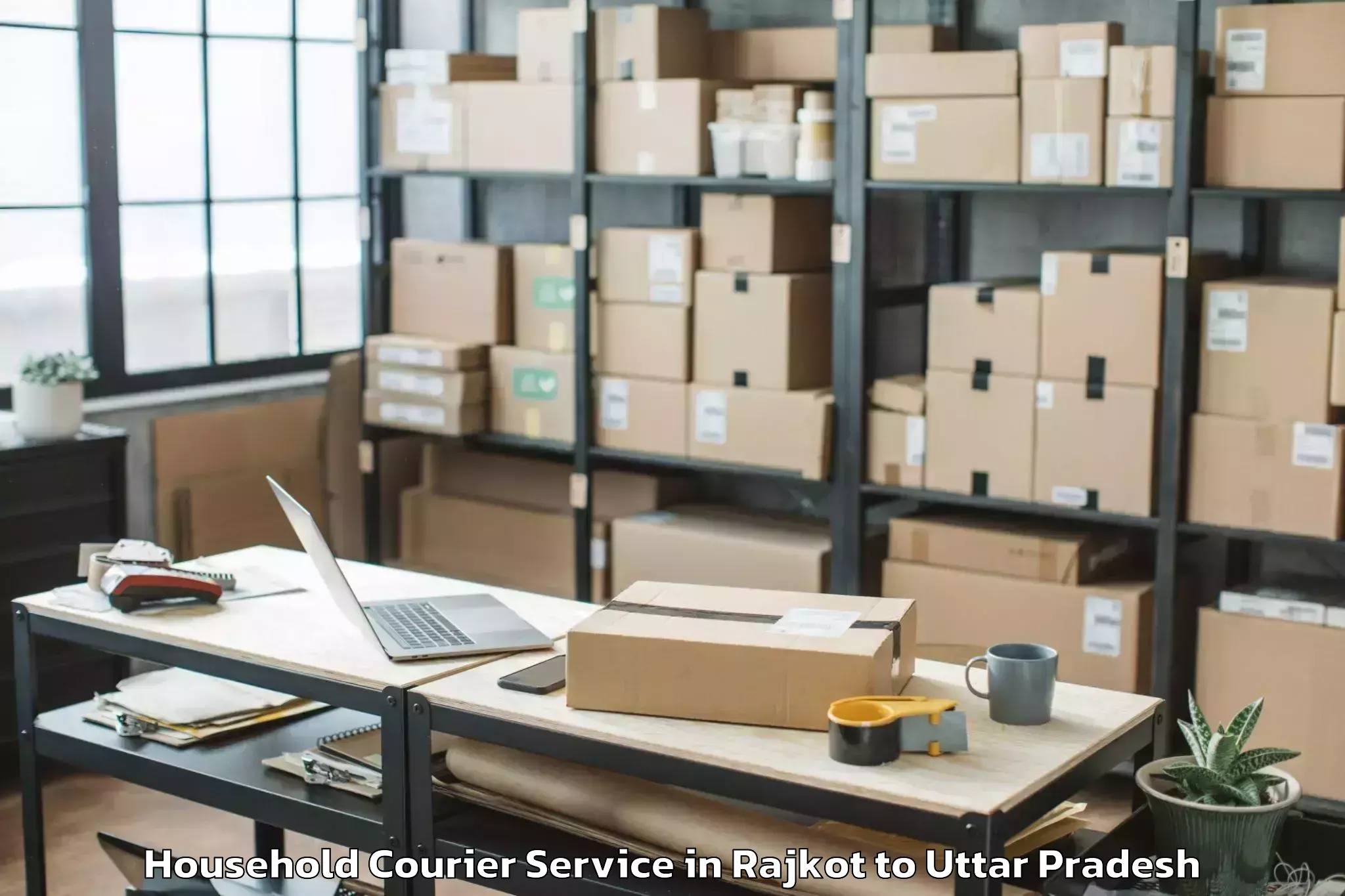 Trusted Rajkot to Jalesar Household Courier